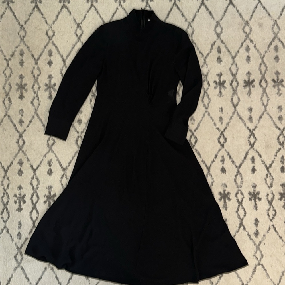 Zara Black Long Sleeve Mock Neck Asymmetric Dress
